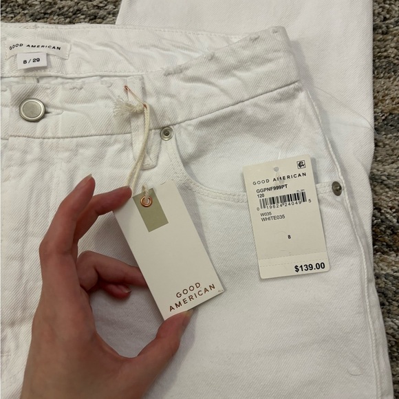 Good American Cropped Boyfriend Jeans Sz 8/29 NWT | Good American White Jeans - Picture 6 of 16